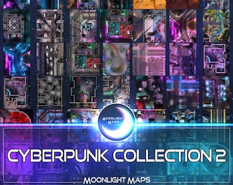 Cyberpunk Battle Maps Collection 2 for Sci-Fi and Cyberpunk Red Starfinder TTRPGs