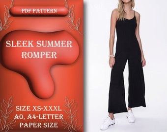 Sleek Summer Romper Sewing Pattern, Jumpsuit Pattern, Jumpsuit, Size XS-XXXL, Sewing Tutorial, A0, A4/Letter Paper Size