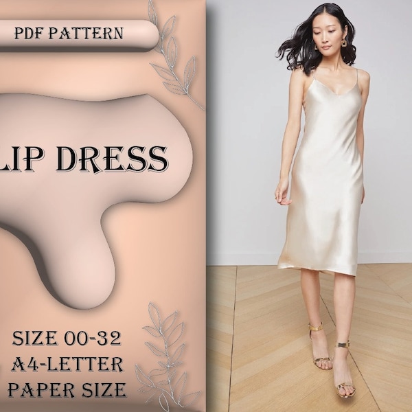 Slip Dress Sewing Pattern, Midi Dress, Slip Dress, Sewing Tutorial, Size 00-32, A4/Letter Paper Size