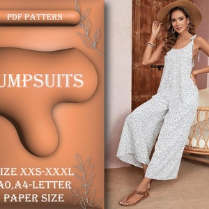 Jumpsuit Sewing Pattern, Overalls pattern, Jumpsuit Pattern, Women Jumpsuits, Sewing Tutorial, Size XXS-XXXL, A0, A4/Letter Paper Size image 1