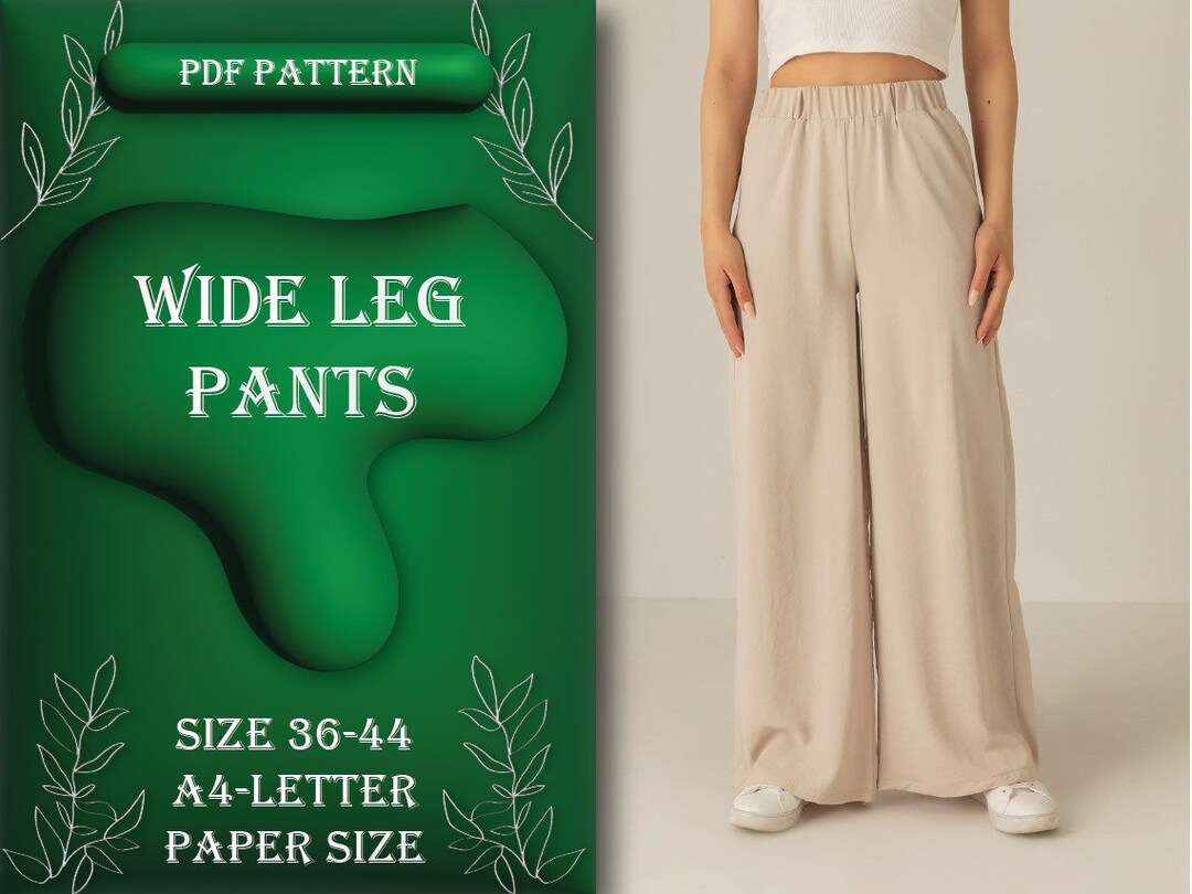 Wide Leg Pants Sewing Pattern, Palazzo Pants, Wide Leg Trousers, Sewing Tutorial, Size XXSXXL