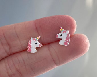 Oorbellen unicorn - meisje - zilver - roze - kids