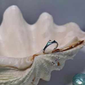 Sea Lovers Gift, Women Silver Ring, Sea Wave Ring, Rings for Woman, Beach lover gift, Unique engagement ring, Dainty rings, Blue and green