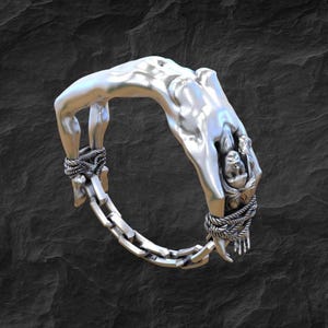 Naked women Sterling silver ring handmade solid medieval 925 unique unisex men women punk gothic biker mens oxidized jewelry gift her him