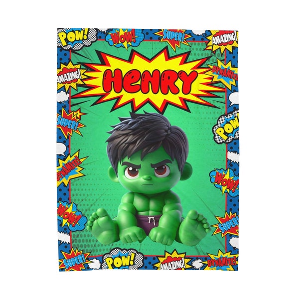 Superhero Blanket Personalized Super Hulk Blanket for Boys and Girls Superhero Birthday Party Gift, Comics Blanket, Boys Baby Blanket Custom