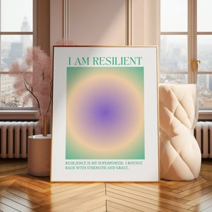 Stampa di affermazione resiliente, sfumatura di aura colorata (download digitale)