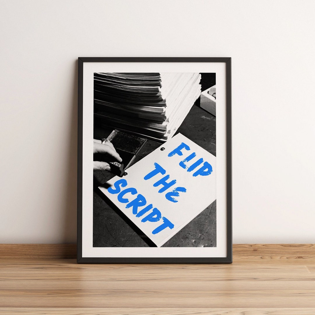Flip the Script Motivational Print, Retro Office Decor (digital ...