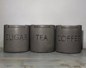 Beton Celery Decorative Countertop Tea-Sugar-Coffee Set