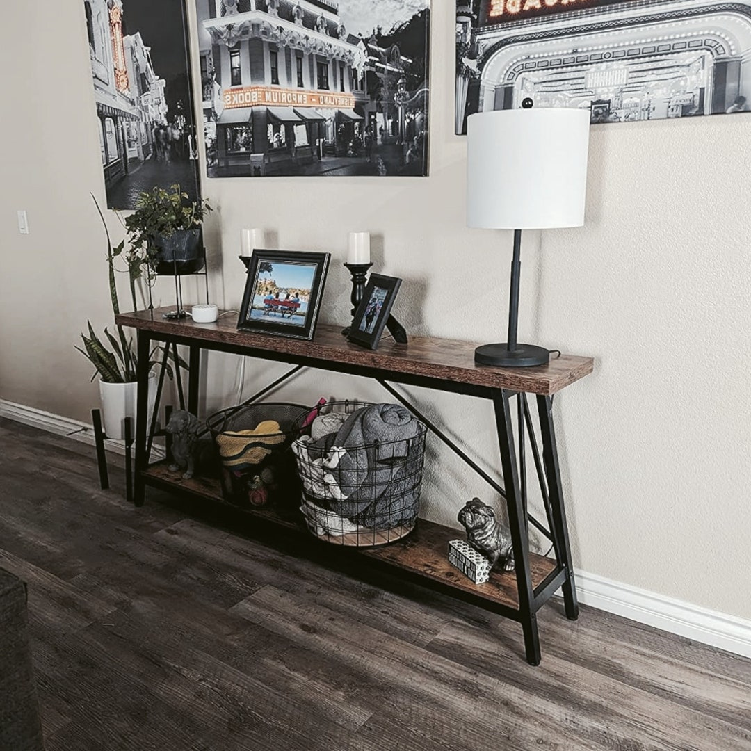 Industrial Style Console Table Extra Long Sofa Table for Hallway ...