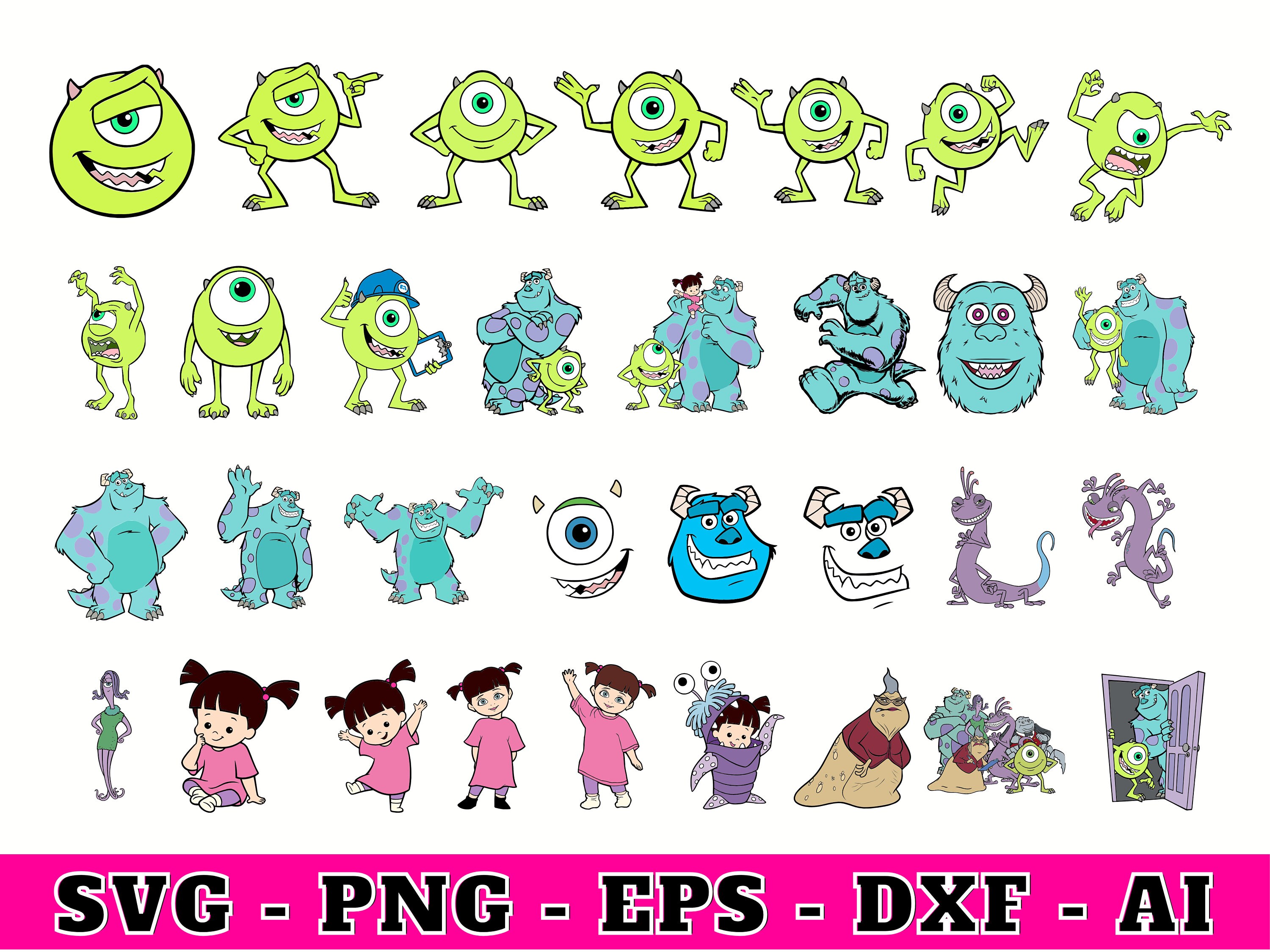 Monster Inc Svg , Monster Inc Png , Archivo de corte para silueta ...