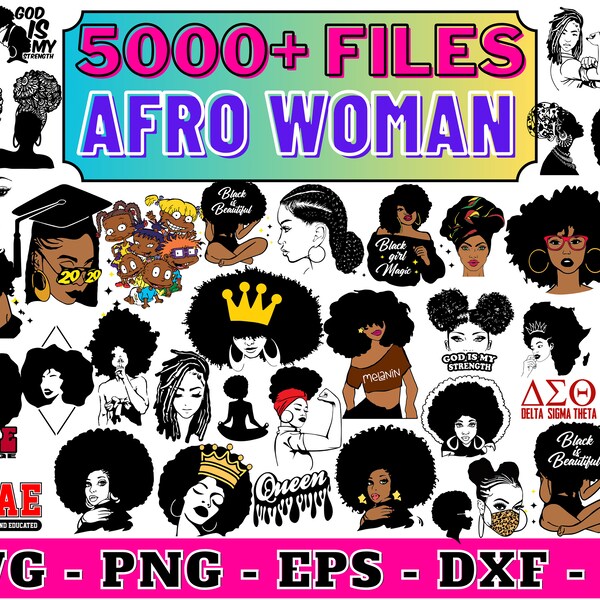 5000+ files, Afro Woman Svg, African American Svg, Afro Queen Svg, Afro Svg for Cricut, Afro Girl Svg, Afro Woman Png, Black Girl Svg