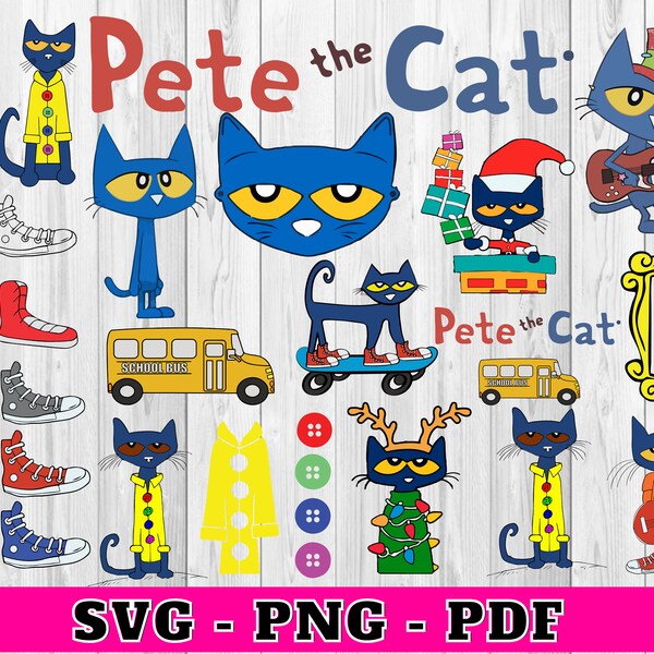 Pete the cat svg , Pete the cat Cricut Vector Bundle , pete the cat Characters DIY , Cut File For Cricut Silhouette , Pete the cat