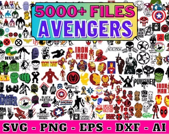 Superhero Mega Bundle Svg, Captain America, Iron Man, Hulk, Thor, Spider Man, Avengers Team, SVG For Cricut, Silhouette, Digital Download