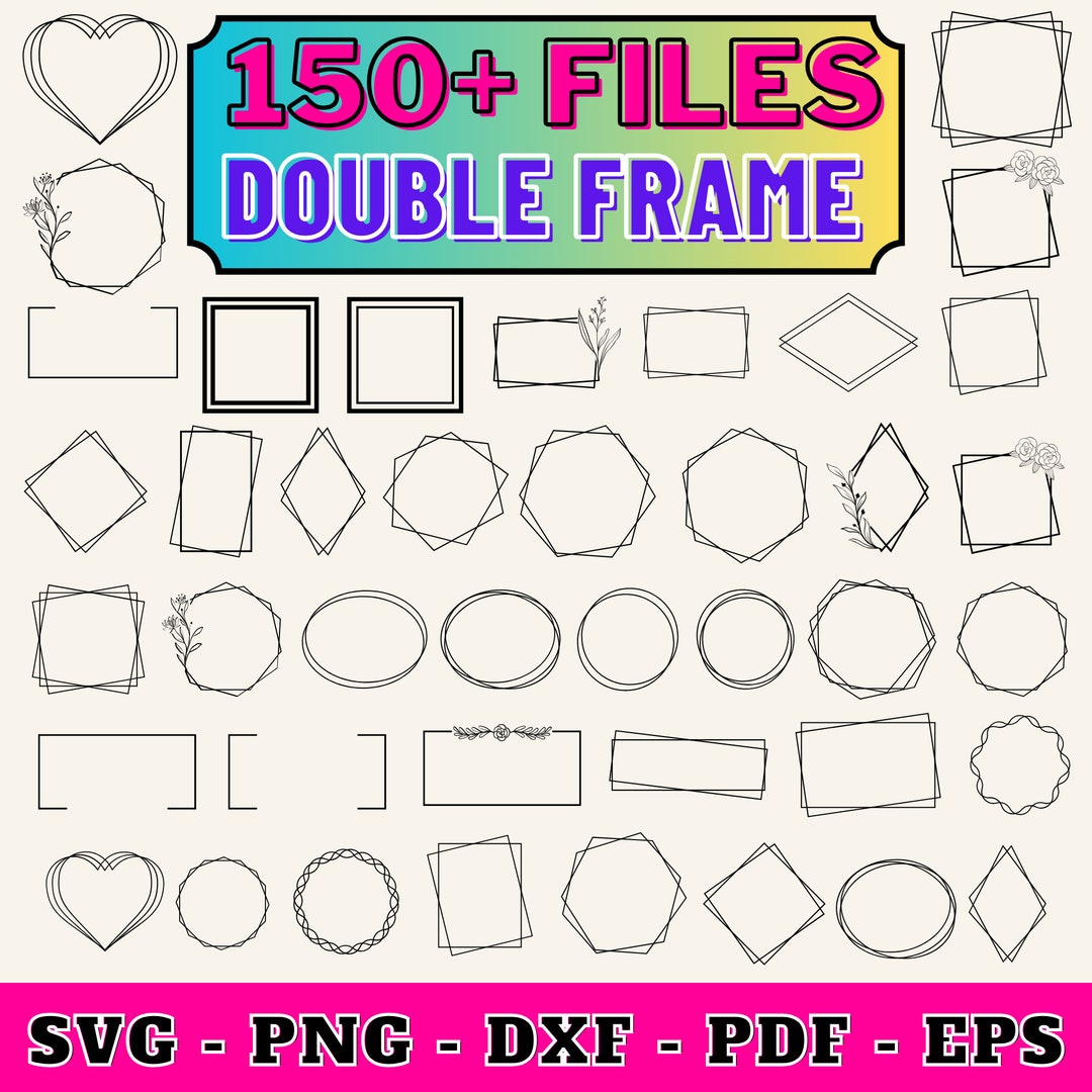 Double Frame SVG, Square Frame Bundle, Double Border, Rectangle, Circle ...