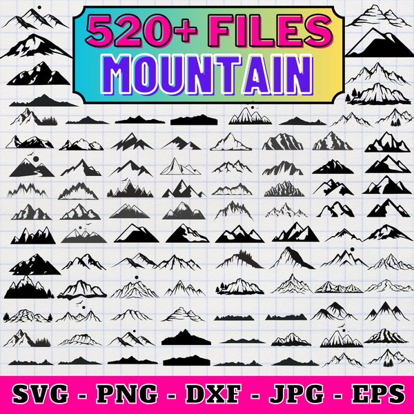Mountains SVG, Mountain, Mountain svg, File For Cricut, For Silhouette, Cut Files, Png, Dxf, Svg Files