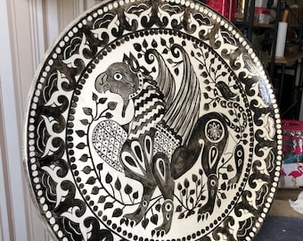 Griffin Motive Plate "100% Handmade" 15.7 inches ,( Griffin Motifli Tabak "El yapımı 40 cm" )