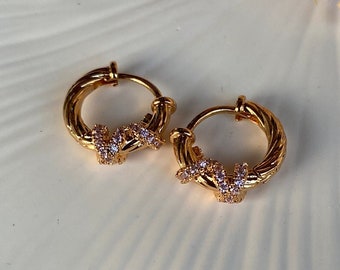 Zircon Spiral Hoop Earrings