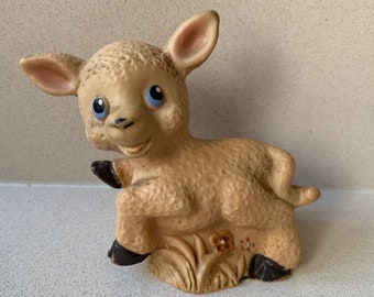 Giocattolo a forma di agnello che squittisce, anni '60 - Adorabile decorazione kitsch (non squittisce)