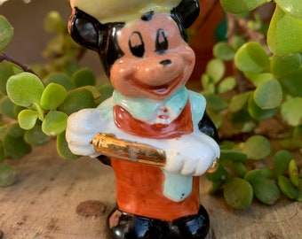 Figurine Mickey Mouse Chef en céramique des années 1950 - Disneycore - Cluttercore