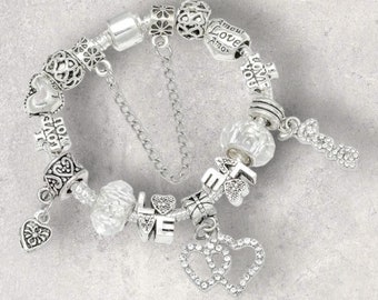 Original Streamer Crystal Beaded Bangle - Silver Color Lucky Charm Bracelet for Women