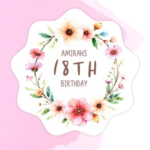 Pegatinas de cumpleaños personalizadas para regalos, etiquetas adhesivas para despedidas de soltera, regalos de aniversario para ella, etiquetas, pegatinas florales