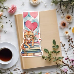Marcapáginas de gato jengibre: regalo para amantes de los libros de acuarela