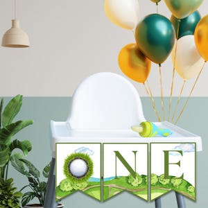 Golf Themed High Chair Banner – ONE Banner for 1st Birthday – Hole in One Party Decor – Golf First Birthday Decoration