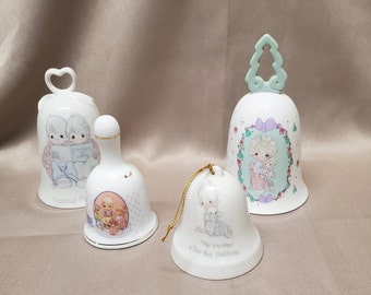 Vintage Precious Moments Porcelain Bells Set of 4