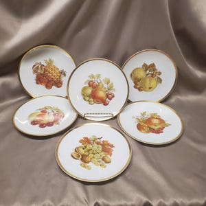 Vintage Bavaria Golden Crown Porcelain &quot;Harvest&quot; Plates Set of 6