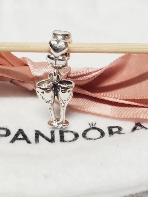 Authentic Pandora Sterling Silver Cheers Dangle Charm – Retired Retired #791150