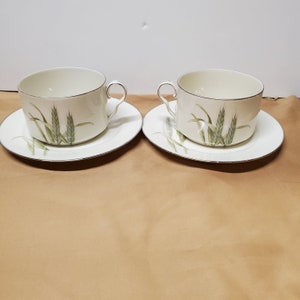 Vintage Epiag Czechoslovakia China Harvest Pattern Tea Cup/Saucer Set of 2