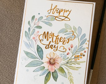 Carte de fête des mères, aquarelle faite main, cadeau de joyeux anniversaire, cadeau pour une mère, aquarelle, décoration d'intérieur, cadeau de luxe,