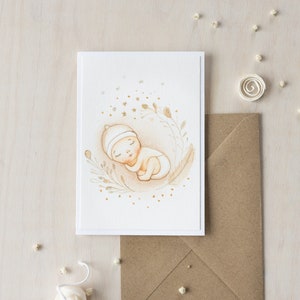 Biglietto d'auguri ad acquerello fatto a mano per baby shower, biglietto di congratulazioni per la neo mamma, biglietto di benvenuto per il bambino, biglietto per la nascita del bambino, regalo per la neo mamma, art.