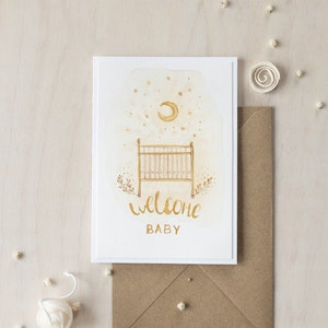 Biglietto di auguri fatto a mano ad acquerello di congratulazioni per la gravidanza, auguri per la baby shower, biglietto di benvenuto per il bambino, biglietto per la nascita del bambino, regalo per la neo mamma, art.