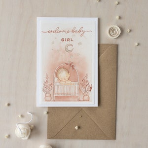 Handgemachte Schwangerschafts-Grußkarte, Baby-Dusche-Grußkarte, Willkommens-Babykarte, neues Babykarte, Geschenk für neue Mutter, Pinc-Karte.