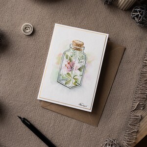 Tarjeta de acuarela hecha a mano, regalo de feliz cumpleaños, regalo para la madre, pintura de acuarela, decoración de interiores, regalo de lujo, arte de la acuarela