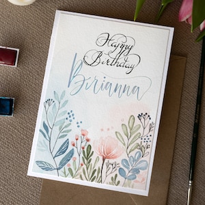 Biglietto d'auguri, biglietto per la festa della mamma, biglietto per acquerello fatto a mano, regalo di buon compleanno, pittura ad acquerello, decorazione d'interni, regalo di lusso.