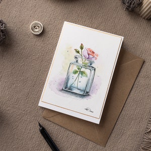 Handmade Watercolour Card, Happy Birthday Gift, Gift for Mother,  Watercolour Painting, Interior Decoration, Luxury Gift, Watercolour Art