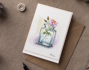 Handmade Watercolour Card, Happy Birthday Gift, Gift for Mother,  Watercolour Painting, Interior Decoration, Luxury Gift, Watercolour Art