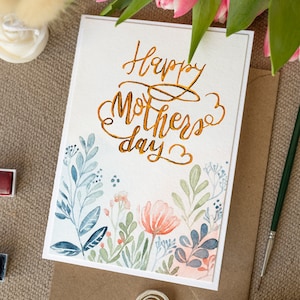 Biglietto per la festa della mamma, biglietto per acquerello fatto a mano, regalo di buon compleanno, regalo per la mamma, pittura ad acquerello, decorazione d'interni, regalo di lusso,