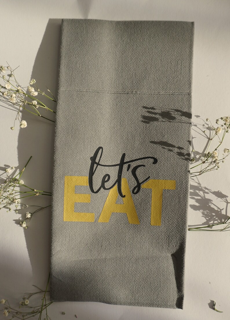 Serviette mit Spruch für Besteck Lets Eat