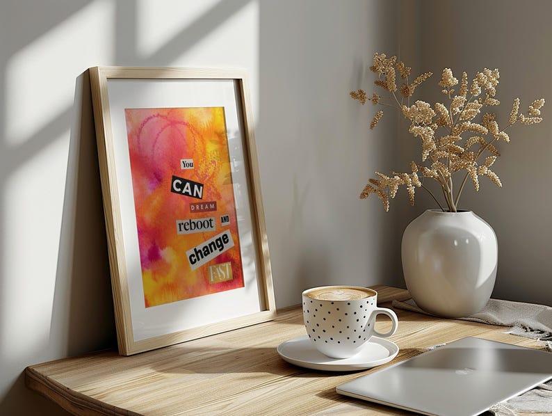 Mixed Media Watercolor Mantra, You Can Dream, Colorful Wall Art Print