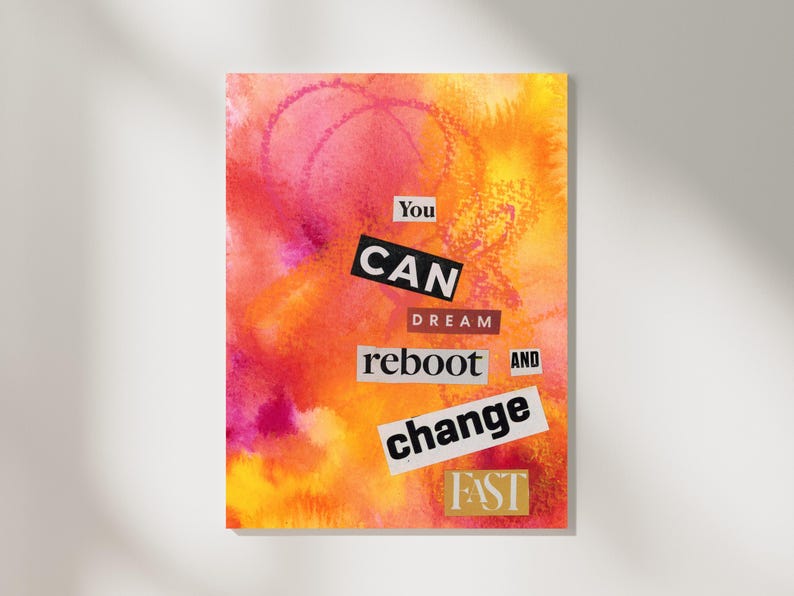 Mixed Media Watercolor Mantra, You Can Dream, Colorful Wall Art Print