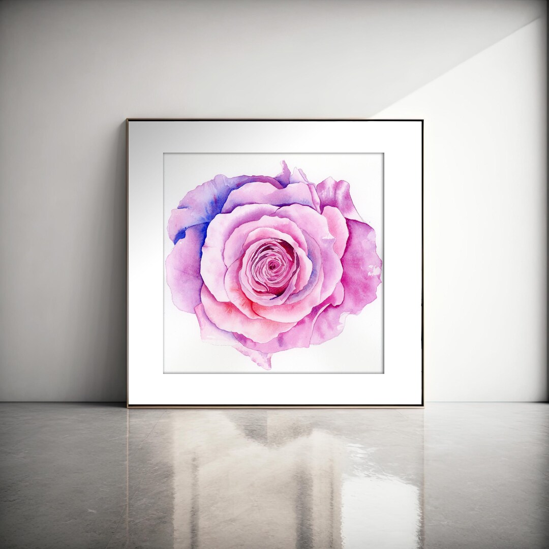 Pink Rose Watercolor Art Print: Botanical Floral Wall Decor - Etsy