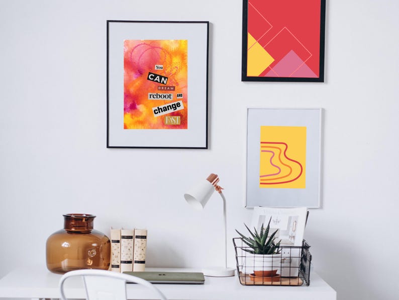 Mixed Media Watercolor Mantra, You Can Dream, Colorful Wall Art Print