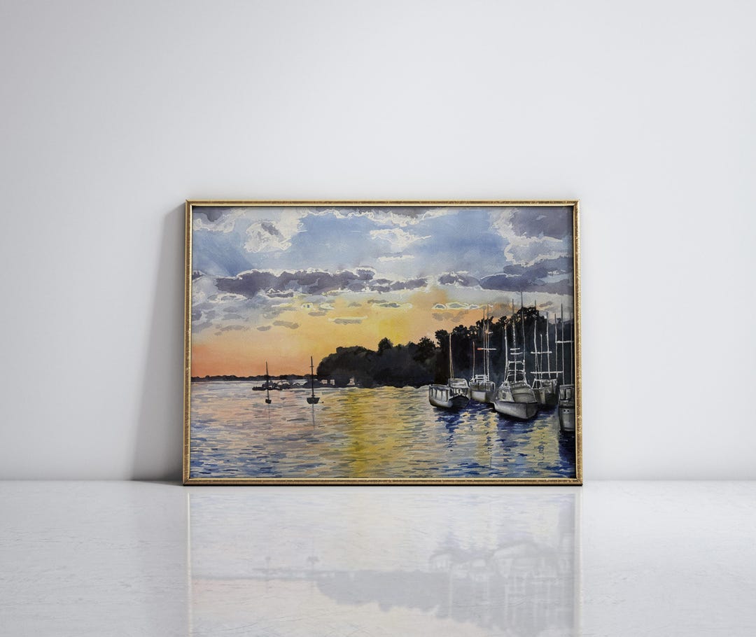 Sunset Sailboat Watercolor Art Print: Coastal Nautical Wall Art - Etsy