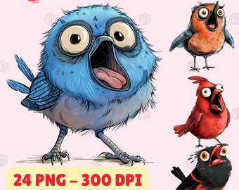 Acuarela peculiar caricatura pájaro raza PNG, colección de aves Clip Art, imágenes prediseñadas de animales salvajes, pared de la naturaleza, paquete de vida silvestre natural caprichosa