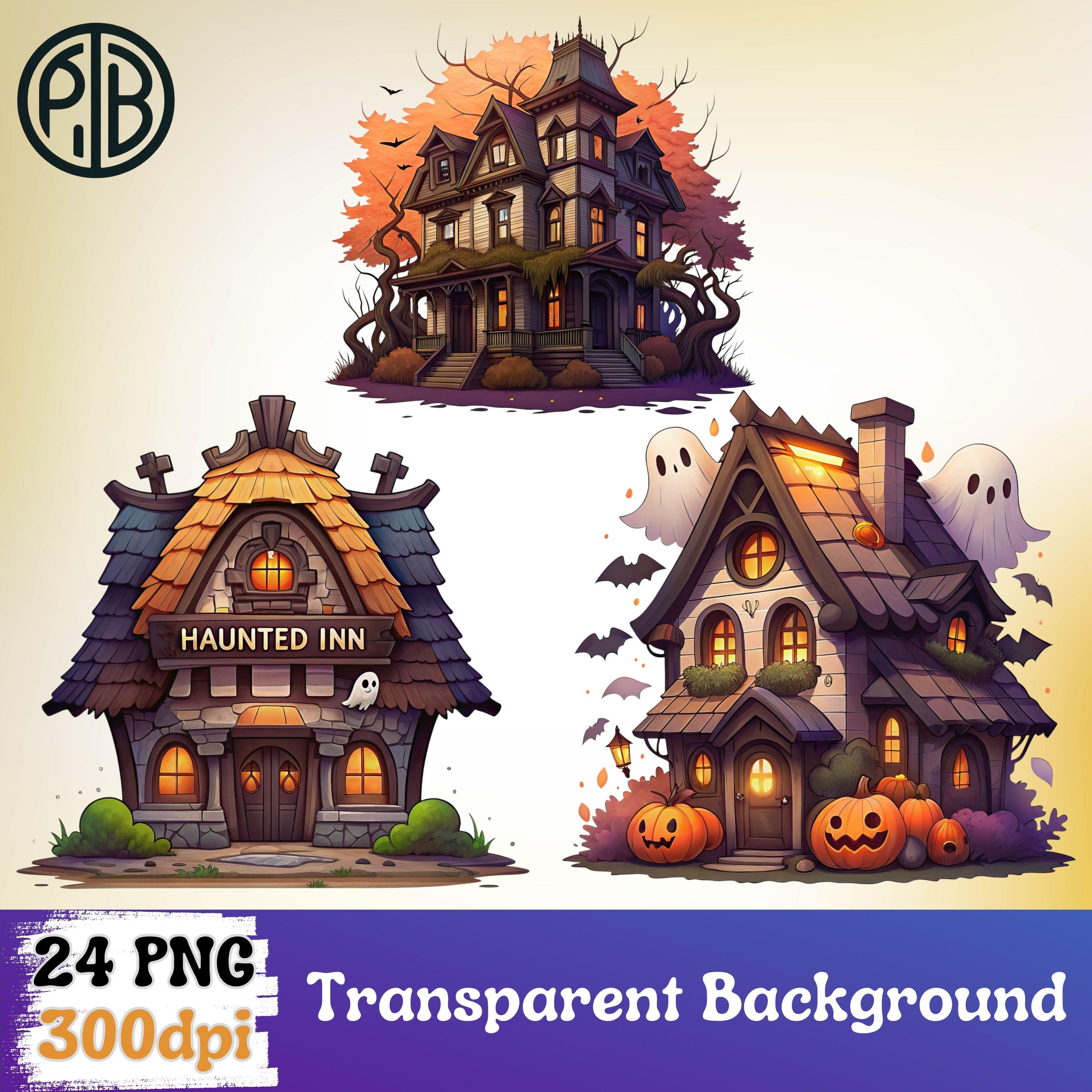 Watercolor Haunted House Mansion PNG Clipart Halloween Spooky Building ...