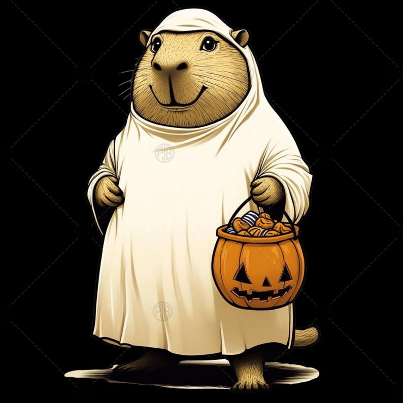 Watercolor Capybara Ghost Halloween PNG, Funny Autumn Clip Art, Cute ...