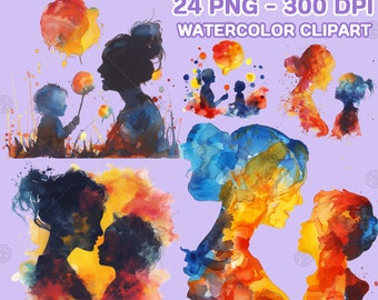 Pintura de acuarela Día de la Madre PNG, Imágenes Prediseñadas del Día de la Madre, Lindo Clip Art Feliz Día de la Madre, Arte de la pared de mamá, Mamá Mamá Paquete de Momias